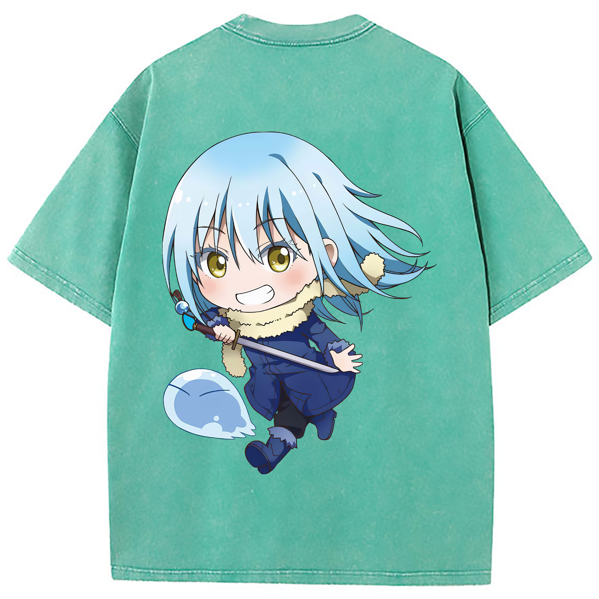 （画像用） 転スラ Regarding Reincarnated to Slime 綿100% ヴィンテージ風 半袖Tシャツ（背面プリント）